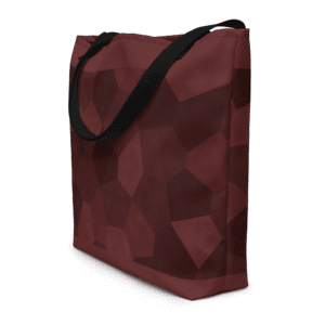 Tote bag en polyester 225 g/m² certifié OEKO-TEX®, couleur rouge, avec poignées en denim