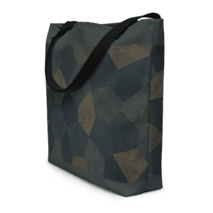 Tote bag en polyester 225 g/m² certifié OEKO-TEX®, couleur bleu, avec poignées en denim
