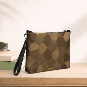 Pochette bandoulière en faux cuir, couleur marron