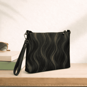 Pochette bandoulière en faux cuir, couleur noir et gris