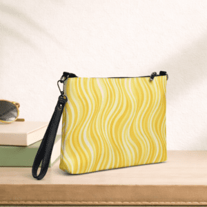 Pochette bandoulière en faux cuir, couleur jaune