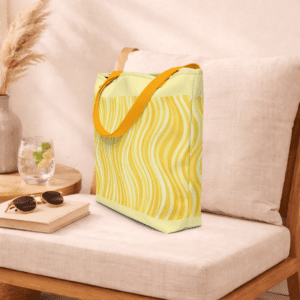 tote bag jaune avec poignées en denim