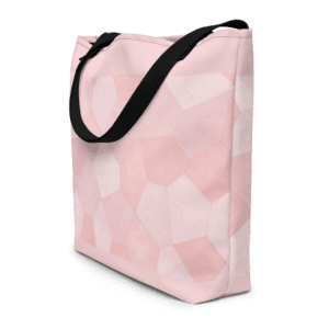 Tote bag en polyester 225 g/m² certifié OEKO-TEX®, couleur rose, avec poignées en denim