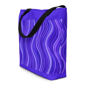 Tote bag en polyester 225 g/m² certifié OEKO-TEX®, couleur bleu, avec poignées en denim