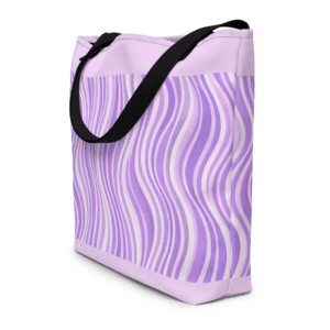Tote bag en polyester 225 g/m² certifié OEKO-TEX®, couleur mauve, avec poignées en denim