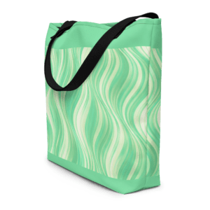 tote bag vert avec poignées en denim