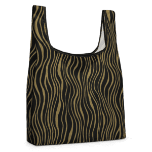 Sac de courses tote bag en polyester, couleur noir et or