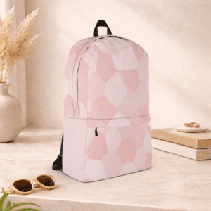 Sac à dos rose imperméable avec compartiment ordinateur 15 pouces