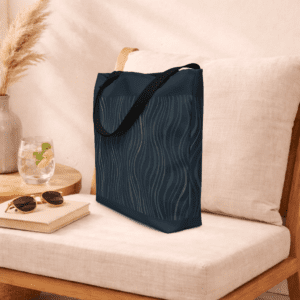 tote bag bleu avec poignées en denim