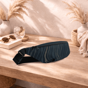 Sac banane bleu compact, pratique et élégant. Idéal pour garder vos essentiels à portée de main.