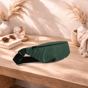 Sac banane vert compact, pratique et élégant. Idéal pour garder vos essentiels à portée de main.