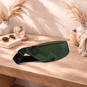 Sac banane vert compact, pratique et élégant. Idéal pour garder vos essentiels à portée de main.