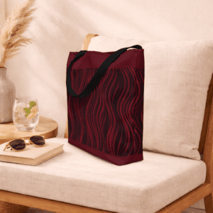 tote bag rouge avec poignées en denim