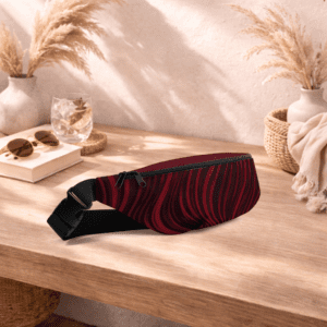 Sac banane rouge compact, pratique et élégant. Idéal pour garder vos essentiels à portée de main.