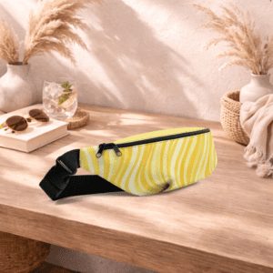 Sac banane jaune compact, pratique et élégant. Idéal pour garder vos essentiels à portée de main.