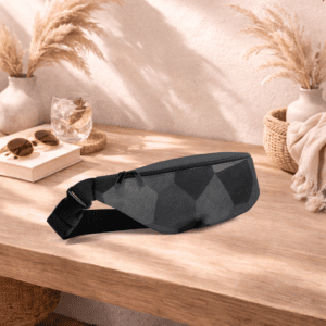 Sac banane gris compact, pratique et élégant. Idéal pour garder vos essentiels à portée de main.