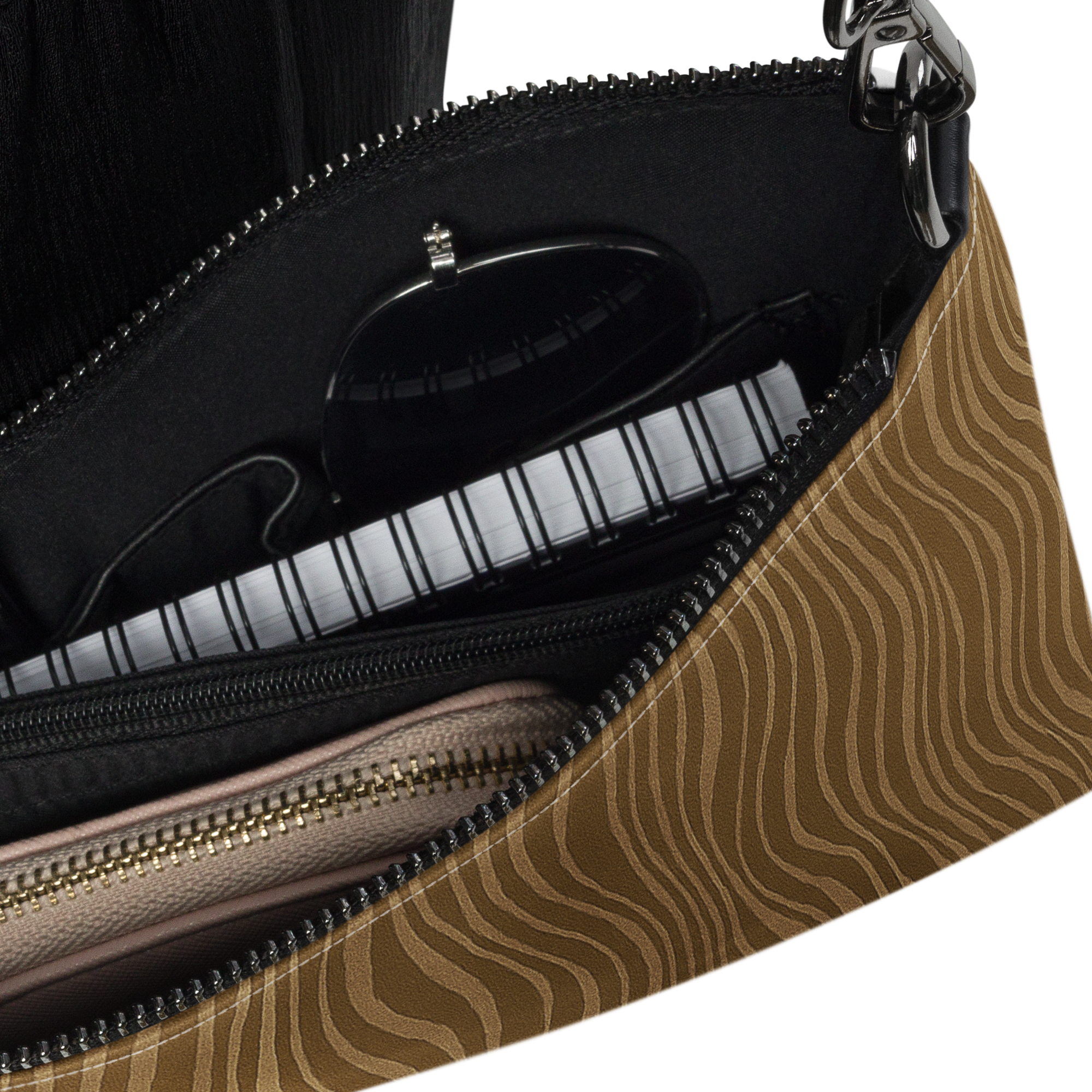 Pochette bandoulière en faux cuir, couleur marron